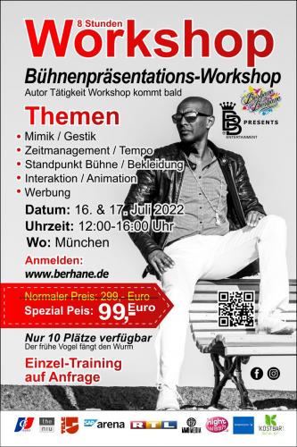 Berhane Berhane  BÜHNENPRÄSENTATIONS-WORKSHOP - Berhane Entertainment Fortbildungsveranstaltungen Darstellungsformen